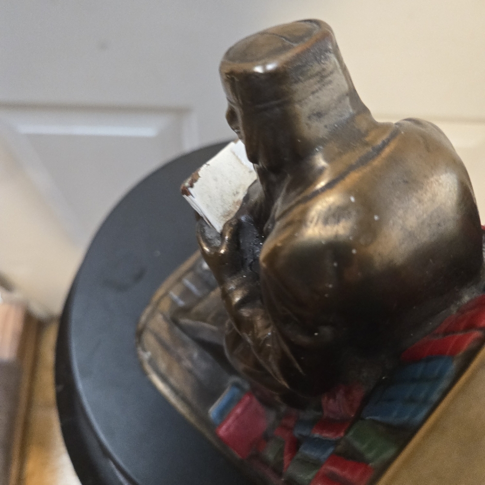 Vintage Bronze Bookend with Red and Blue Accents - Picture 11 of 12
